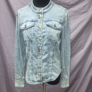 White House Black Market Blue Denim Jacket